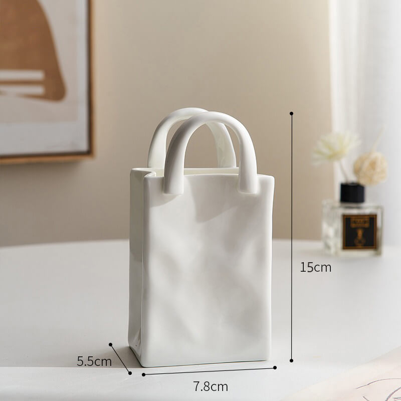 Paper Bag Shaped Ceramic Vase — Decorative Vase for Considered Styling — Lifestyle 4