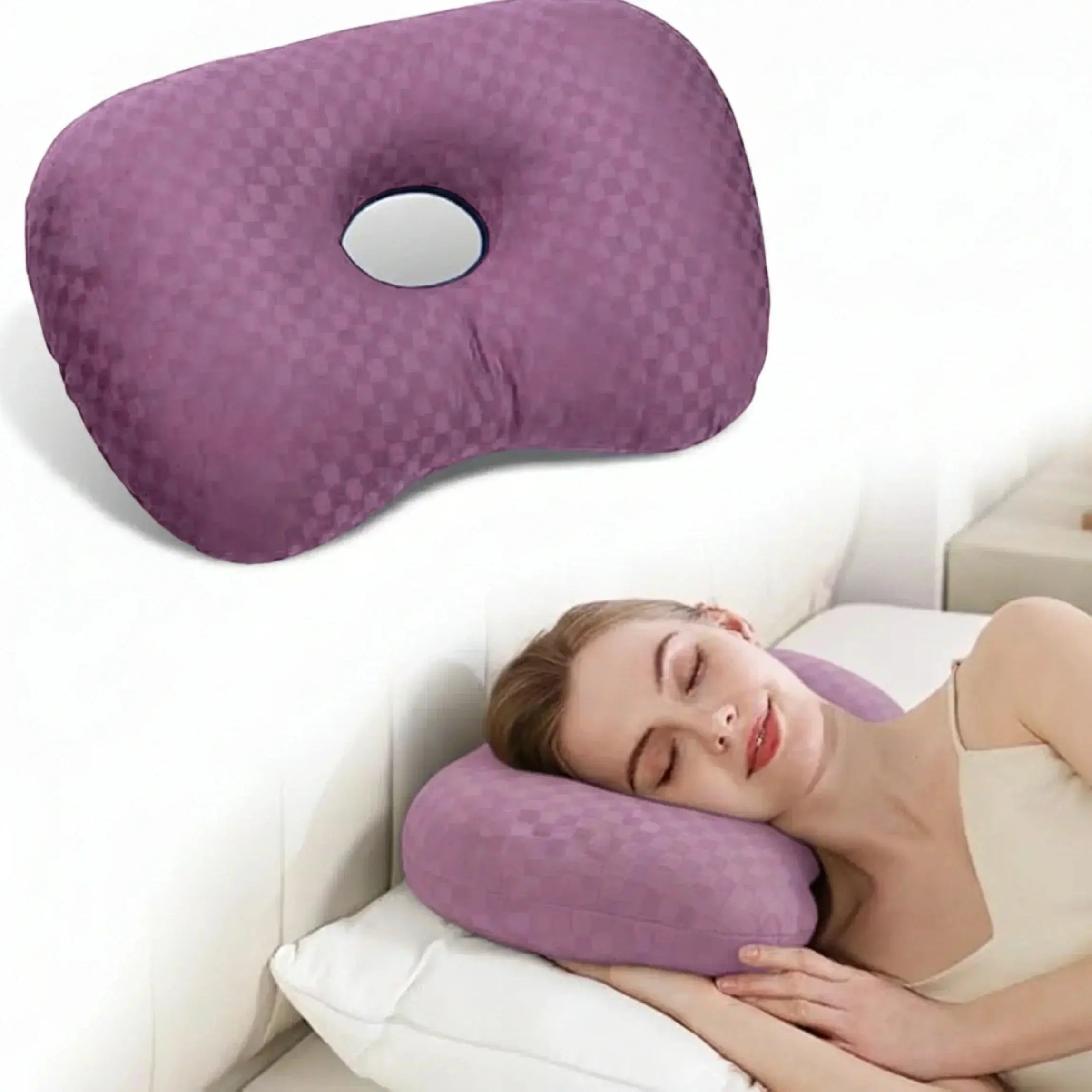 Adjustable Ear Support Pillow for Comfortable Sleep - Available in Grey, Black, Purple, Pink; Size 17×13×2 — Lifestyle 11