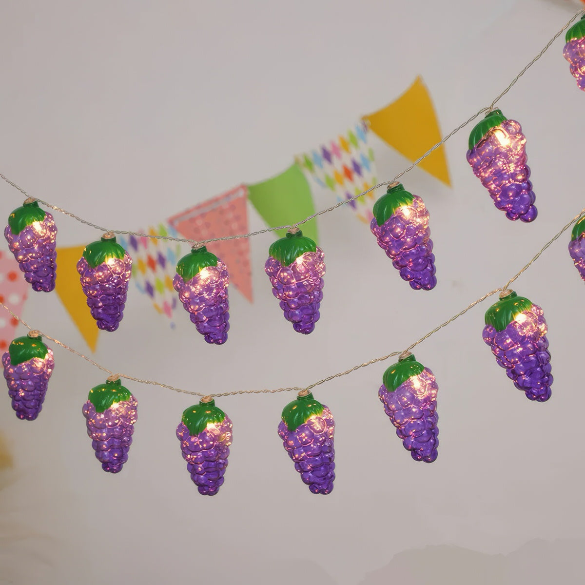 Purple Grape String Lights — Warm LED Mood Lighting for Bedside — Detail