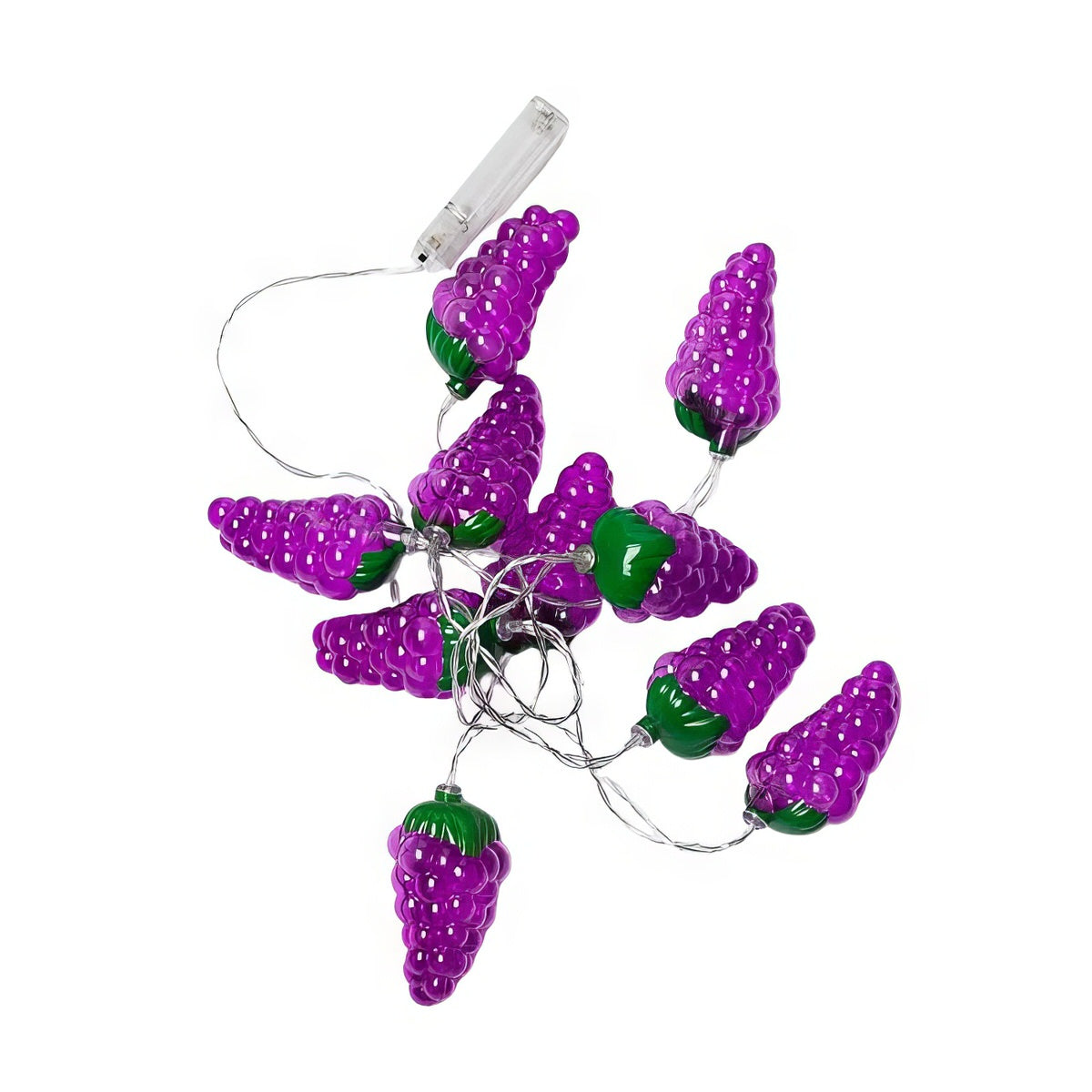 Purple Grape String Lights — Warm LED Mood Lighting for Bedside — Front view