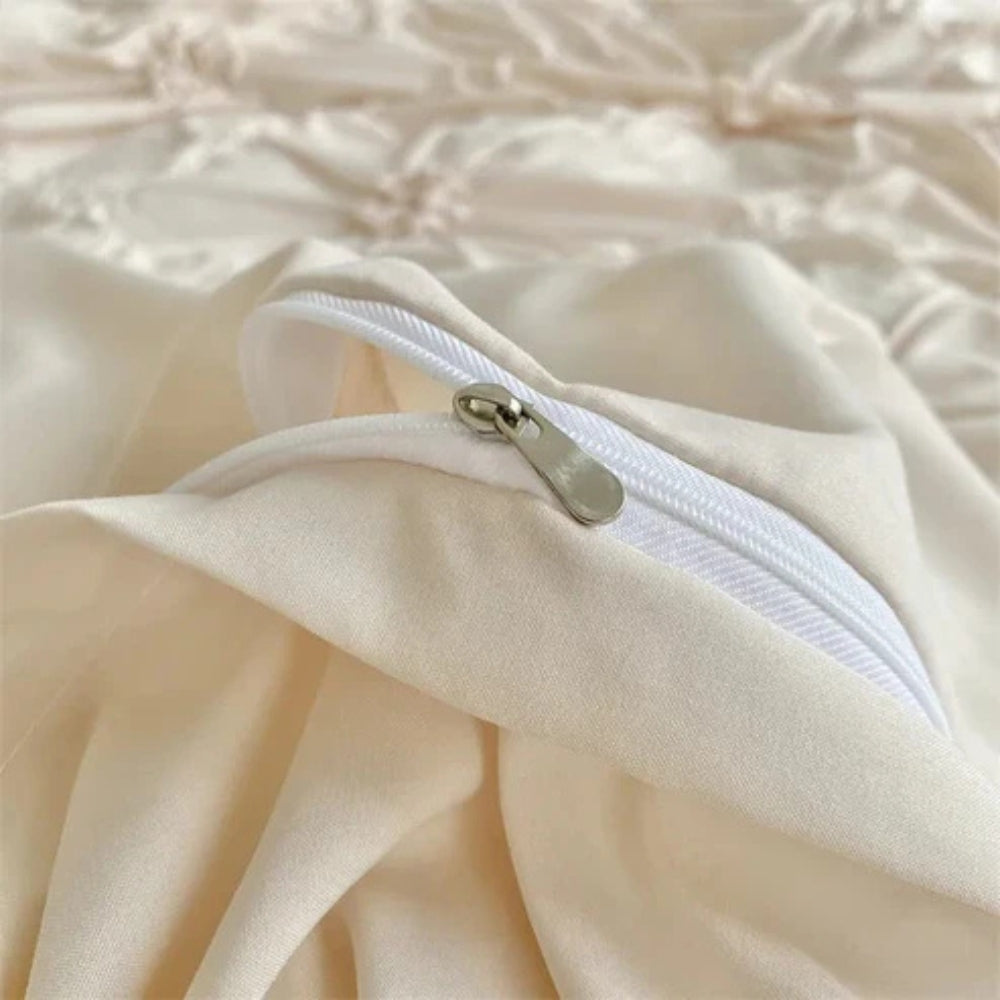 Ruffle Flower Quilt Cover Set — Pinch-Pleat Textured Bedding — Lifestyle 6