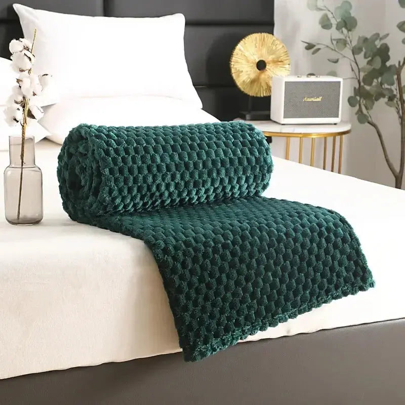 3D Cloud Design Silky Flannel Fleece Blanket in Army Green, Light Gray, Red, Blue - Multiple Sizes Available — Lifestyle 18