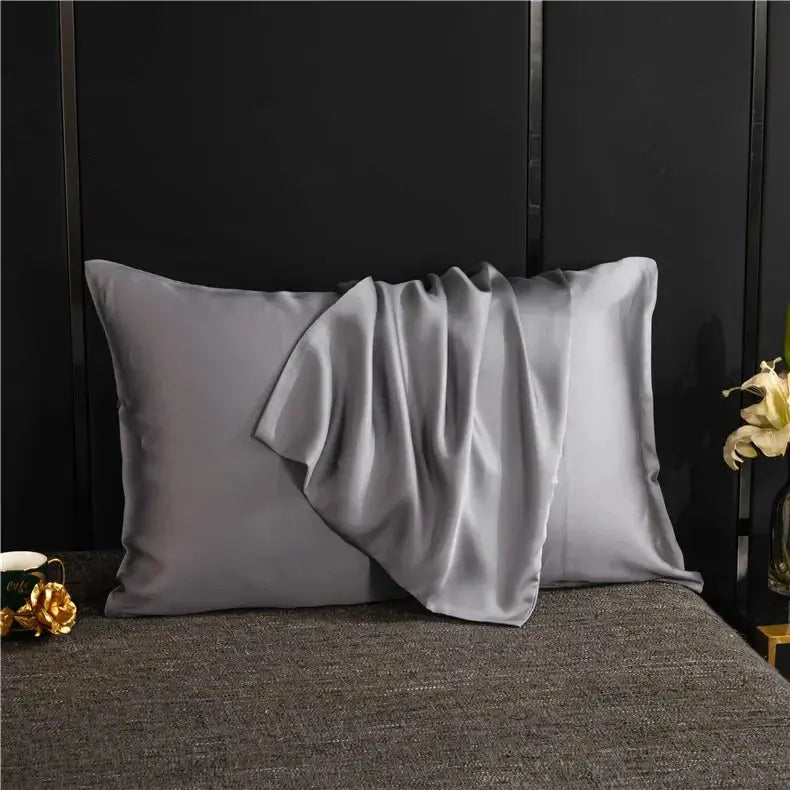 Natural Mulberry Silk Pillowcase for Hair and Skin - 20 x 30 inches in Dark Blue, Shallow Khaki, Light Pink, Red — Lifestyle
