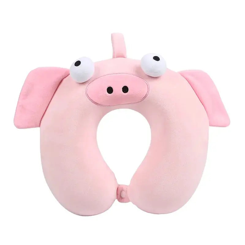 U-Shaped Travel Neck Pillow in Soft Plush - Available in Pink, Purple, Gray, and Blue (30x30x10cm) — Lifestyle 11