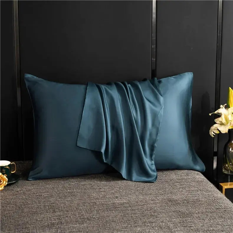 Natural Mulberry Silk Pillowcase for Hair and Skin - 20 x 30 inches in Dark Blue, Shallow Khaki, Light Pink, Red — Lifestyle