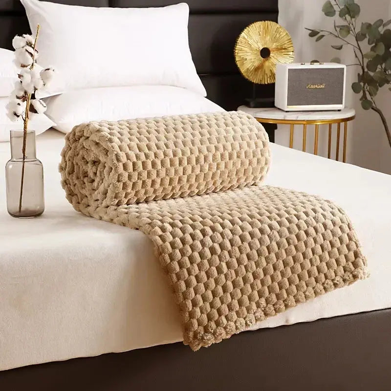 3D Cloud Design Silky Flannel Fleece Blanket in Army Green, Light Gray, Red, Blue - Multiple Sizes Available — Lifestyle 8