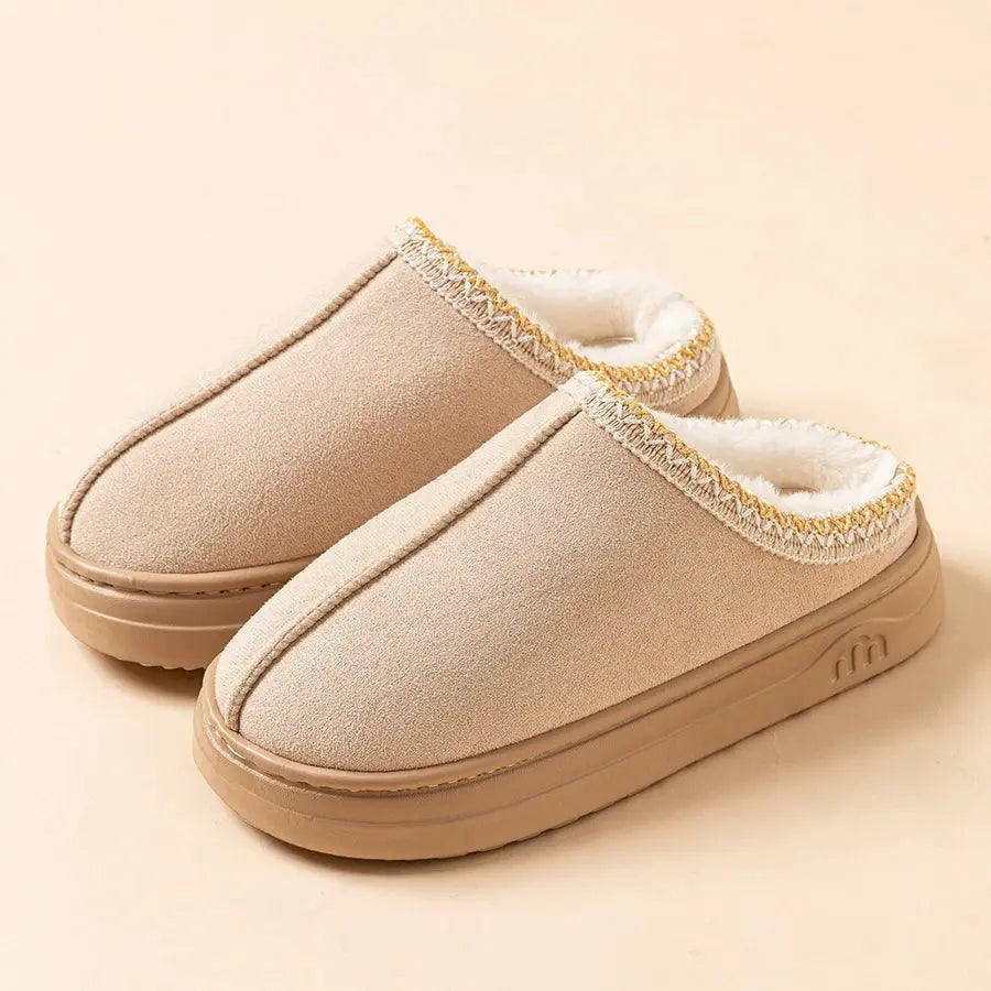 Comfortable Anti-Slip Cotton House Slippers for Winter - Available in Dark Khaki, Black, Gray, and Khaki; Sizes 36-43 — Lifes
