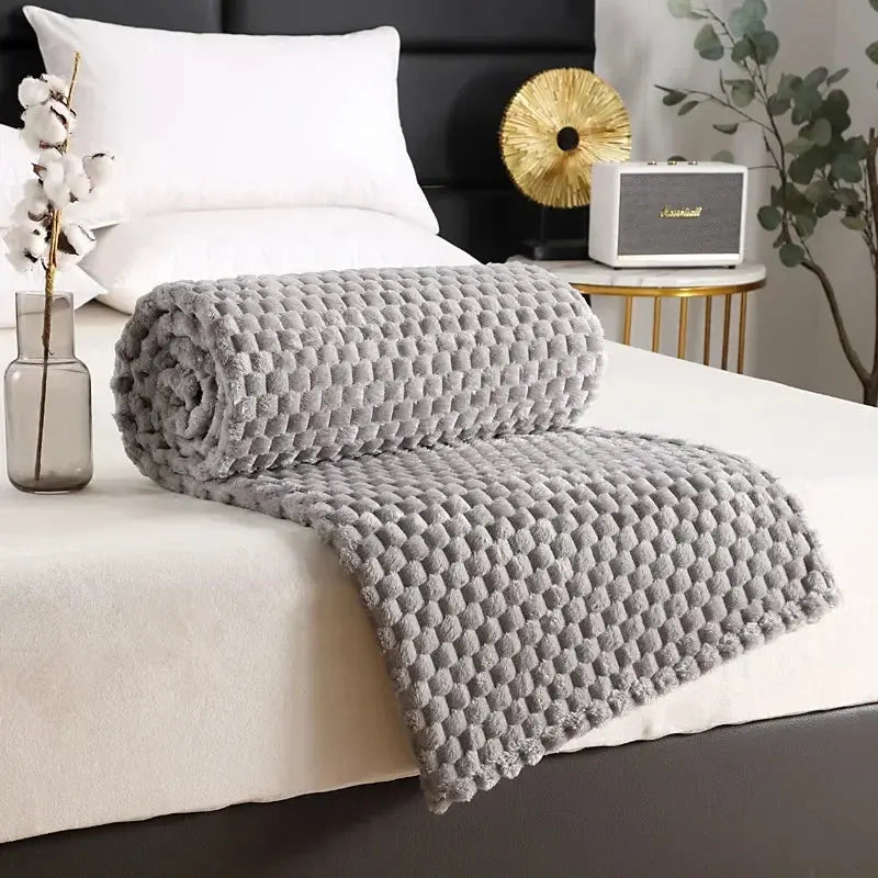 3D Cloud Design Silky Flannel Fleece Blanket in Army Green, Light Gray, Red, Blue - Multiple Sizes Available — Lifestyle 10