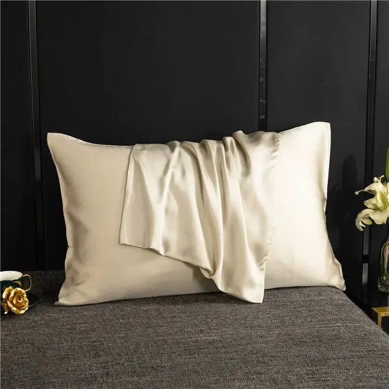 Natural Mulberry Silk Pillowcase for Hair and Skin - 20 x 30 inches in Dark Blue, Shallow Khaki, Light Pink, Red — Lifestyle