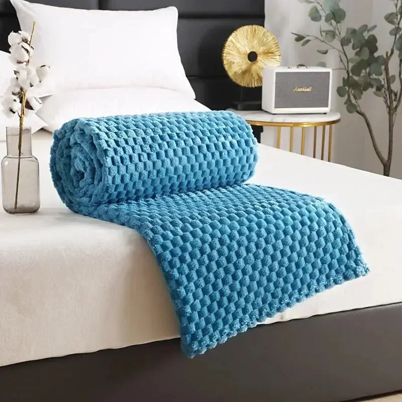 3D Cloud Design Silky Flannel Fleece Blanket in Army Green, Light Gray, Red, Blue - Multiple Sizes Available — Lifestyle 16