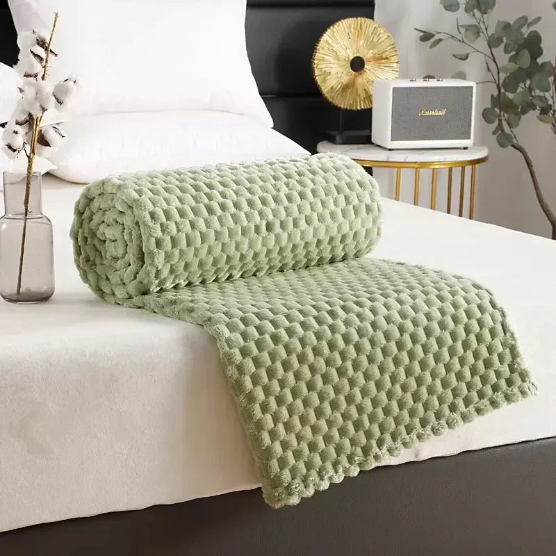 3D Cloud Design Silky Flannel Fleece Blanket in Army Green, Light Gray, Red, Blue - Multiple Sizes Available — Lifestyle 14