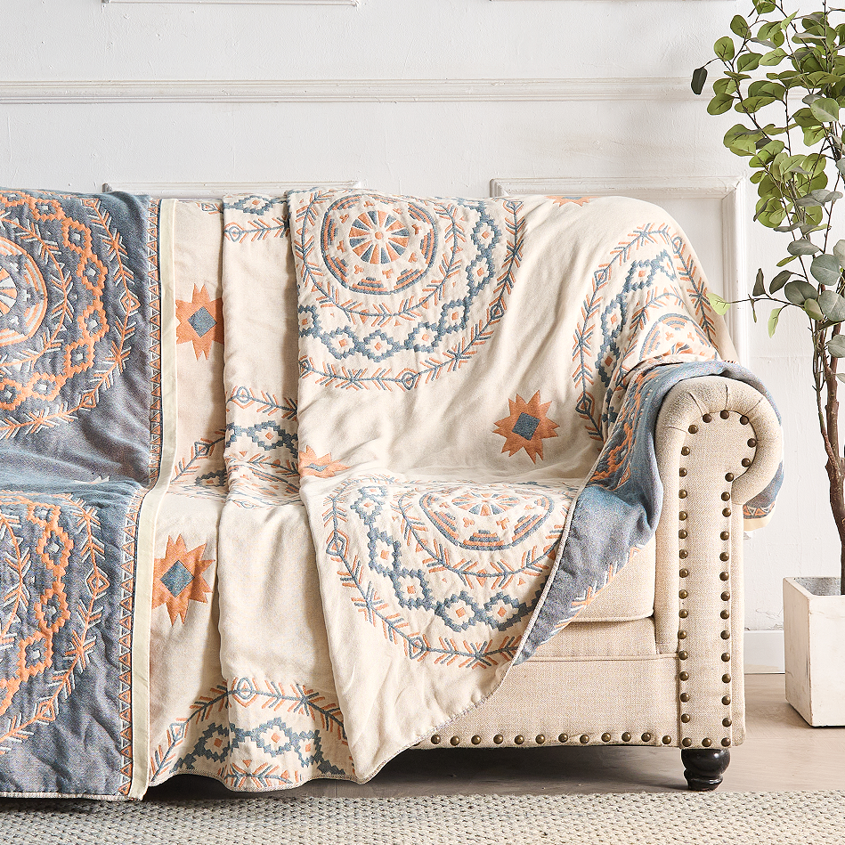 Mandala Pattern Throw Blanket — Woven 100% Cotton — Lifestyle 5