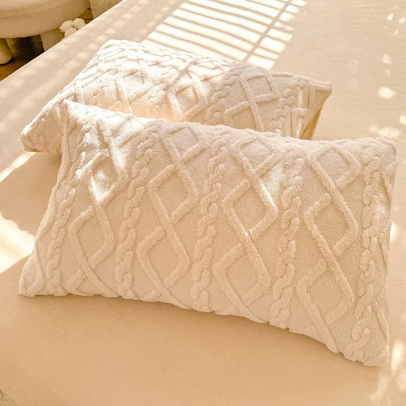 Ultra-Soft Textured Pillow Cases (2-Pack) — Cotton-Blend for Fitted Bed Sheets — Front view