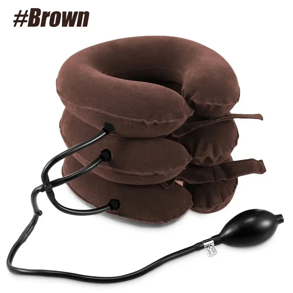 Inflatable Neck Pillow for Sleep and Recovery - Available in Brown, Red, Blue, and Purple — Lifestyle 7