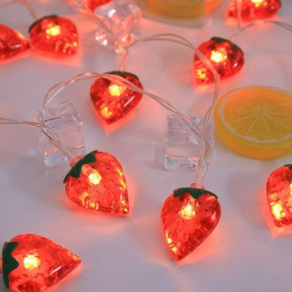 Strawberry String Lights — Warm LED Mood Lighting for Bedside — Lifestyle 1