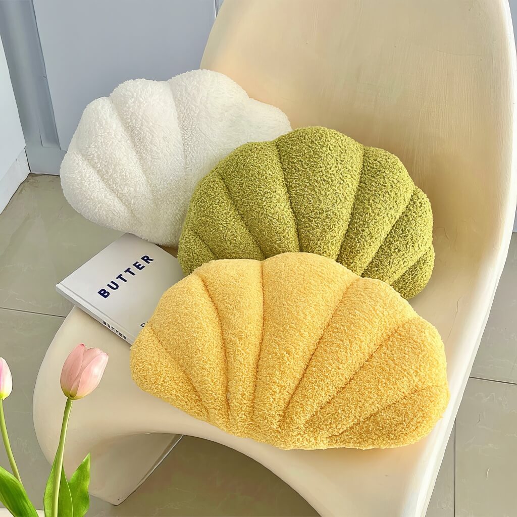 Shell Plush Cushion — Soft Terry Fabric for Sofa and Bed Styling — Lifestyle 1