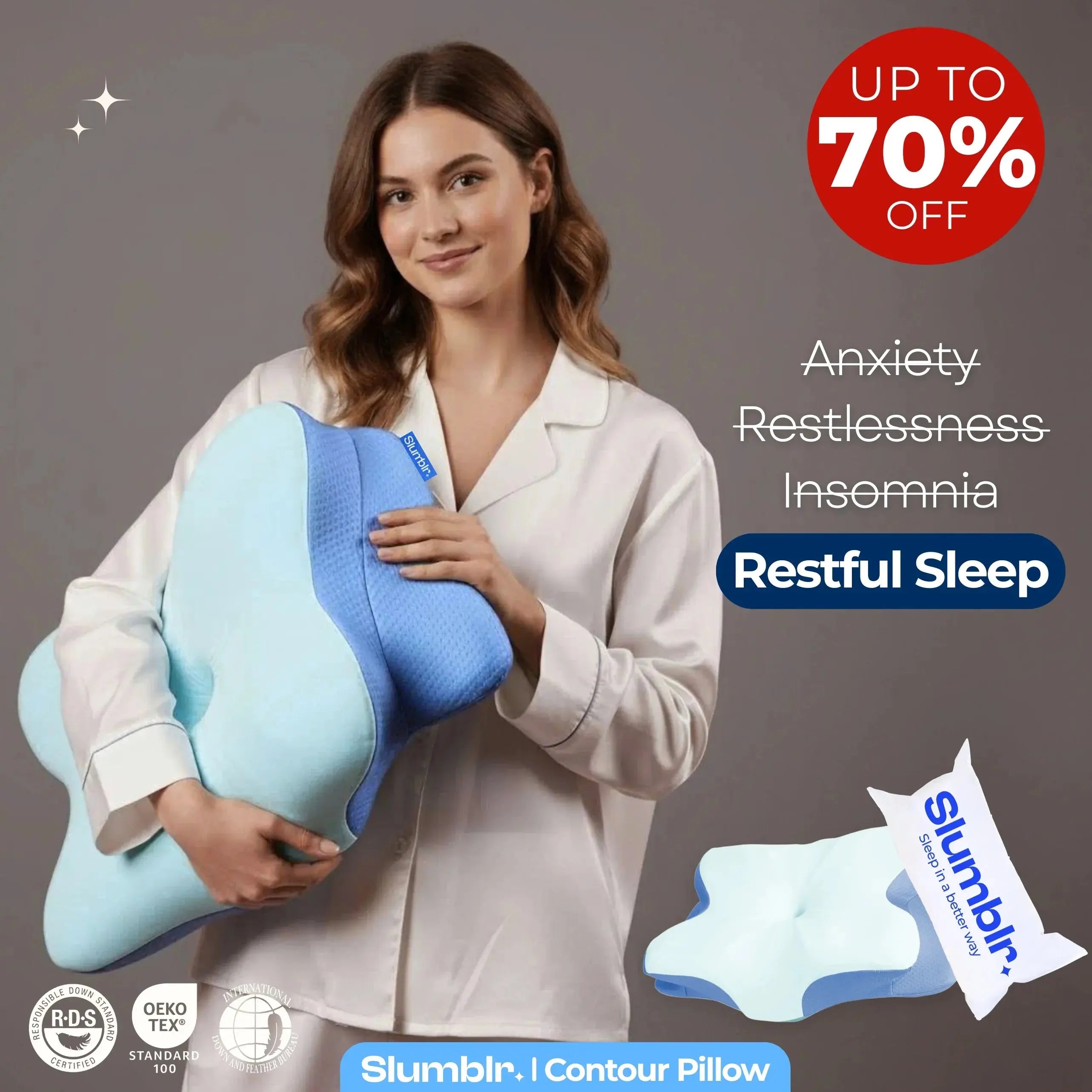 Ultra Contour Sleep Pillow for Optimal Comfort and Support in Gray, White, or Blue Variants — Detail