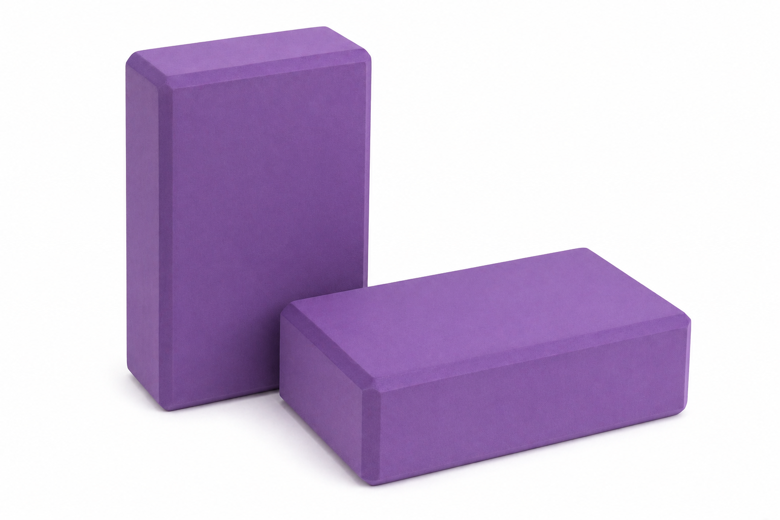 Foam Yoga Blocks Set of 2 – High Density EVA, Purple, Non-Slip Yoga & Pilates Props