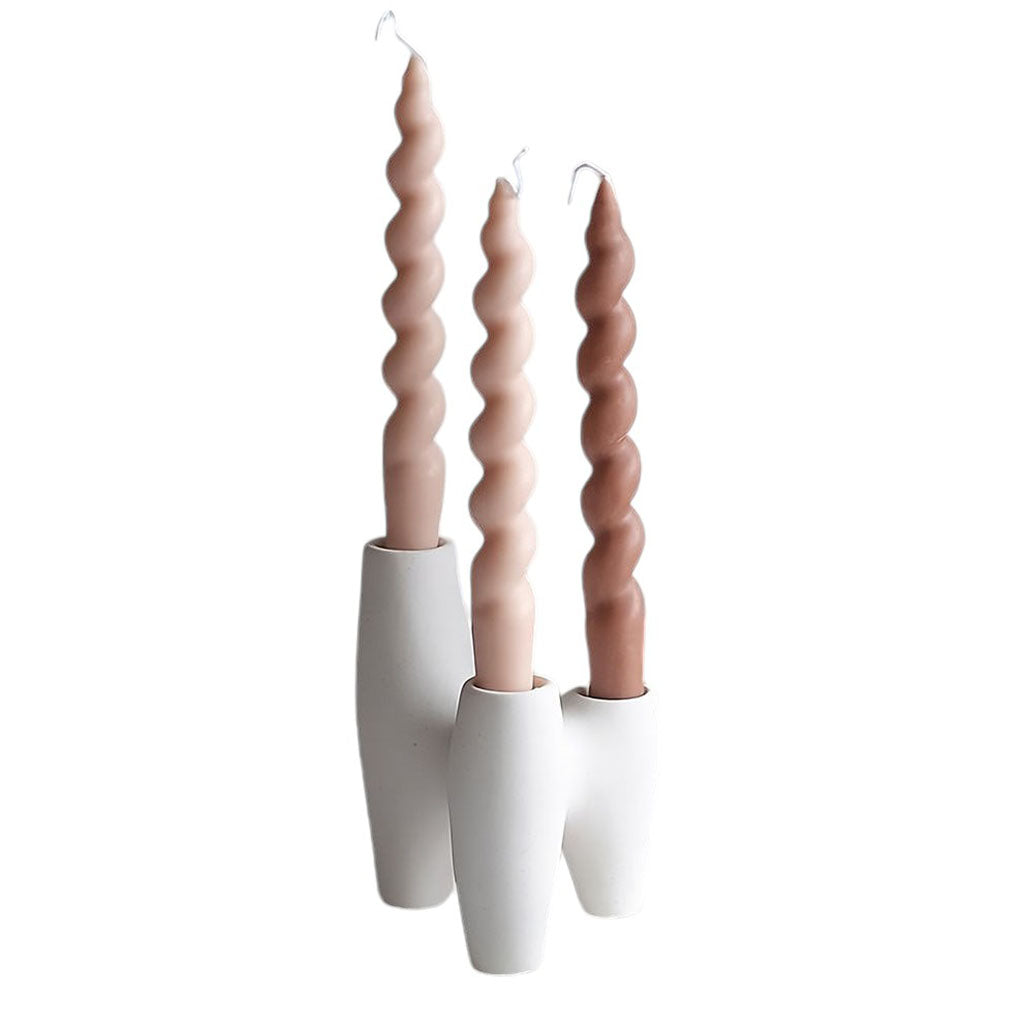 Abstract Triple Ceramic Candle Holder — Decorative Accent for Considered Styling — Front view
