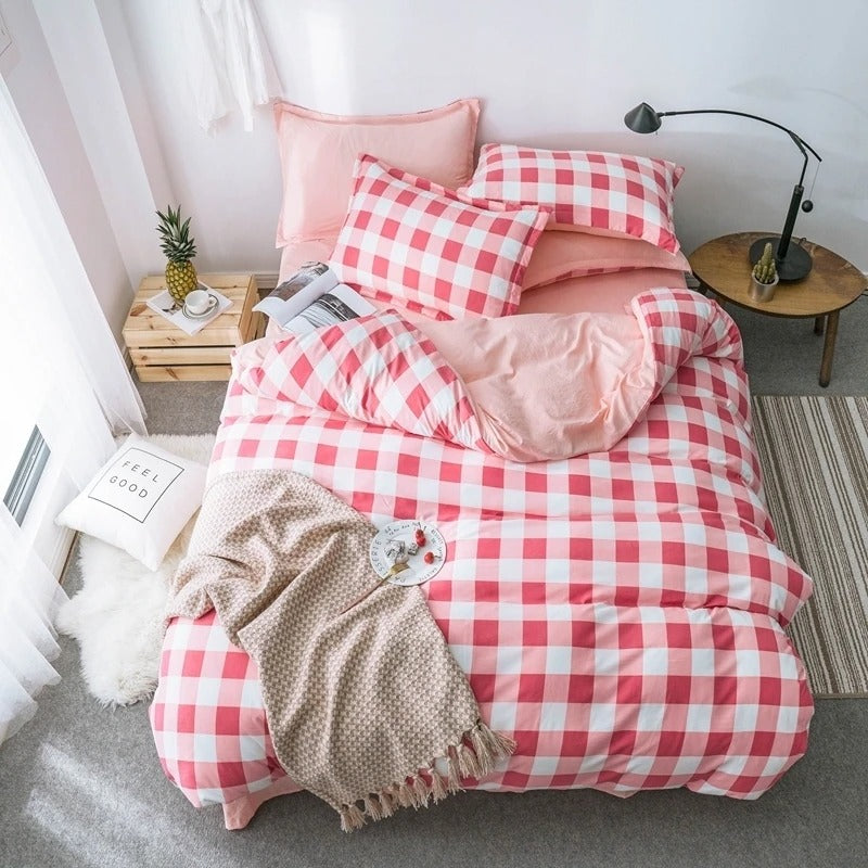 Heavy Grid Bedding Set — Soft-Touch Cotton Duvet & Pillowcases — Lifestyle 4