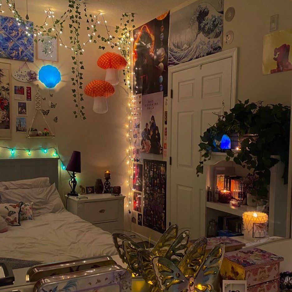 Fairy Mushroom Hanging Decor — Warm LED Mood Lighting for Bedside — Lifestyle 4