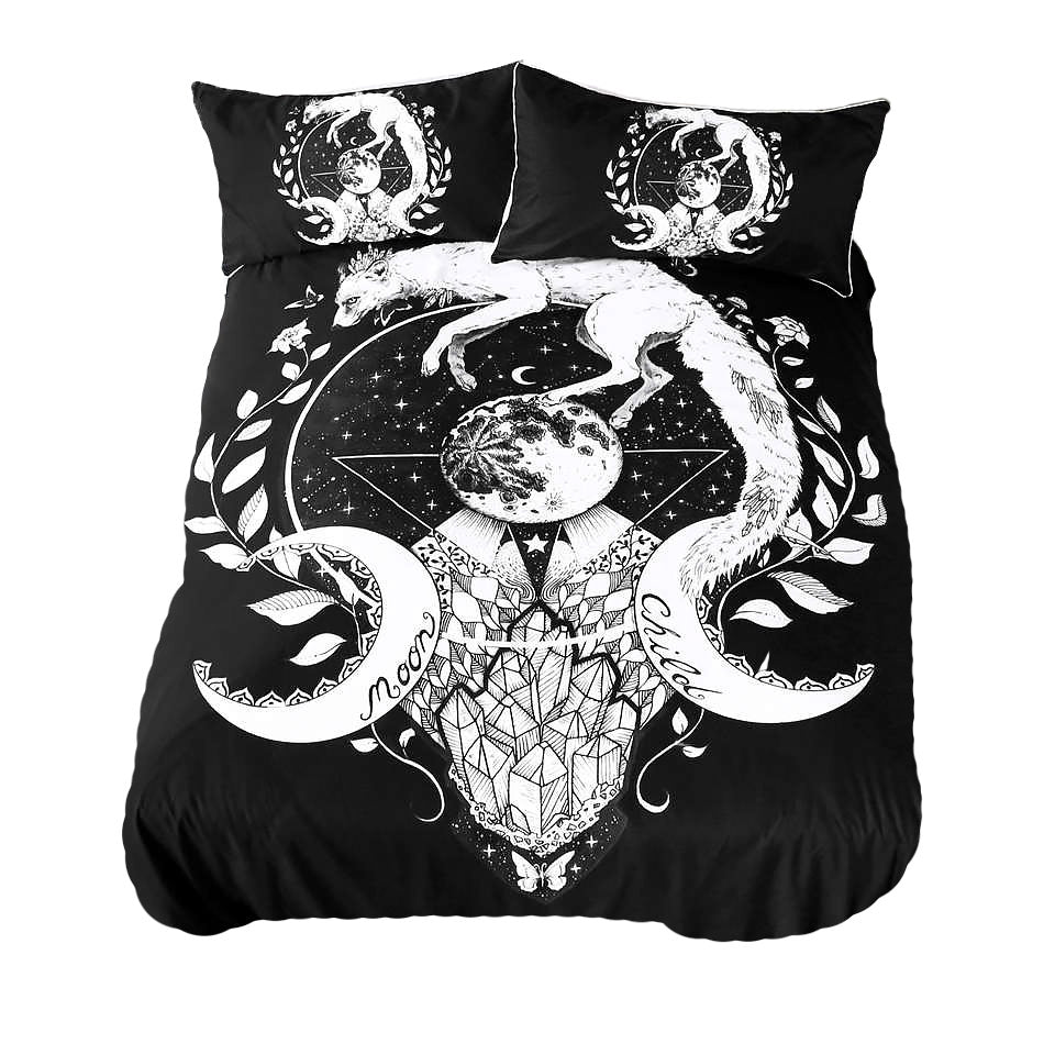 Moon Child Bedding Set — Soft-Touch Cotton Duvet & Pillowcases — Detail