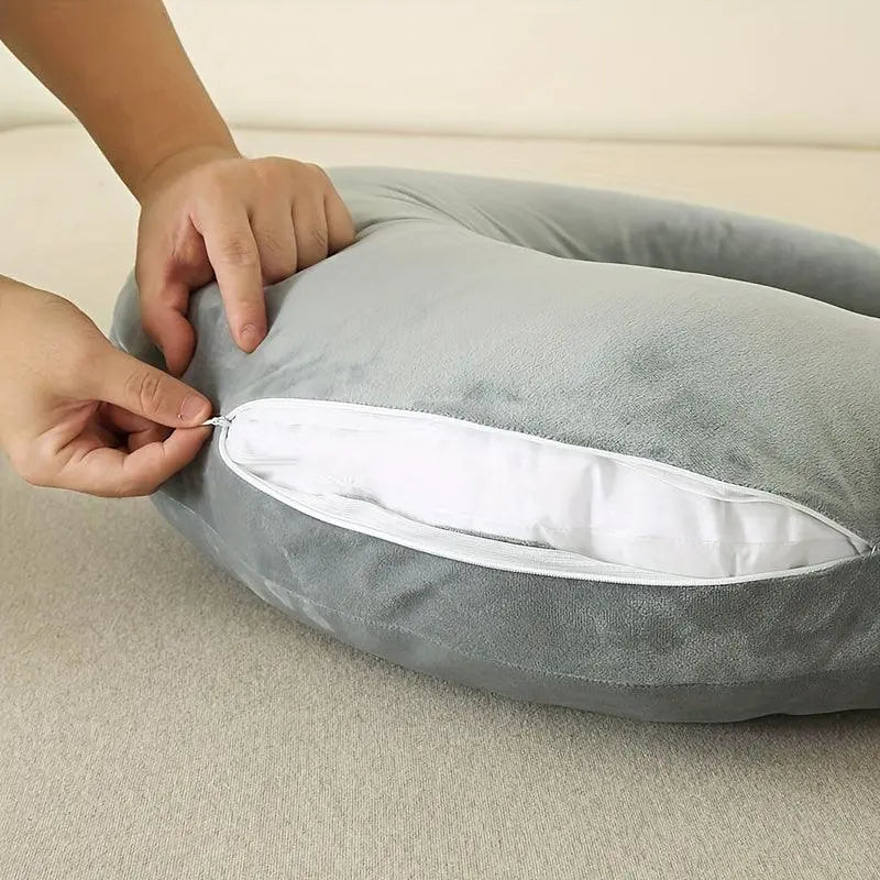 Compact Arm Support Pillow for Comfortable Reading, Crocheting, and Playing - Available in Green, Grey, Pink — Lifestyle 5