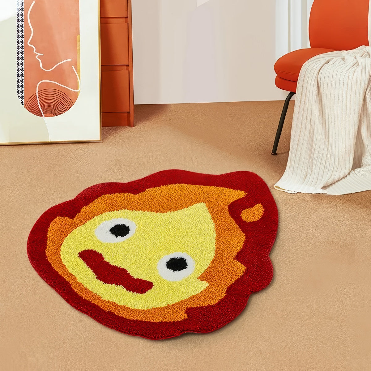 Anime Flame Accent Rug — Soft Accent Rug for Bedroom Layering — Lifestyle 2