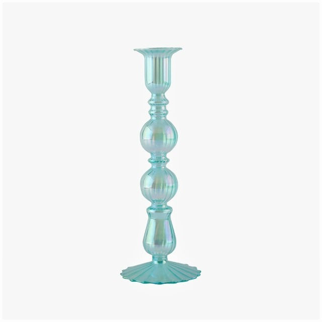 Aqua Blue Glass Candle Holder — Decorative Vase for Considered Styling — Lifestyle 6