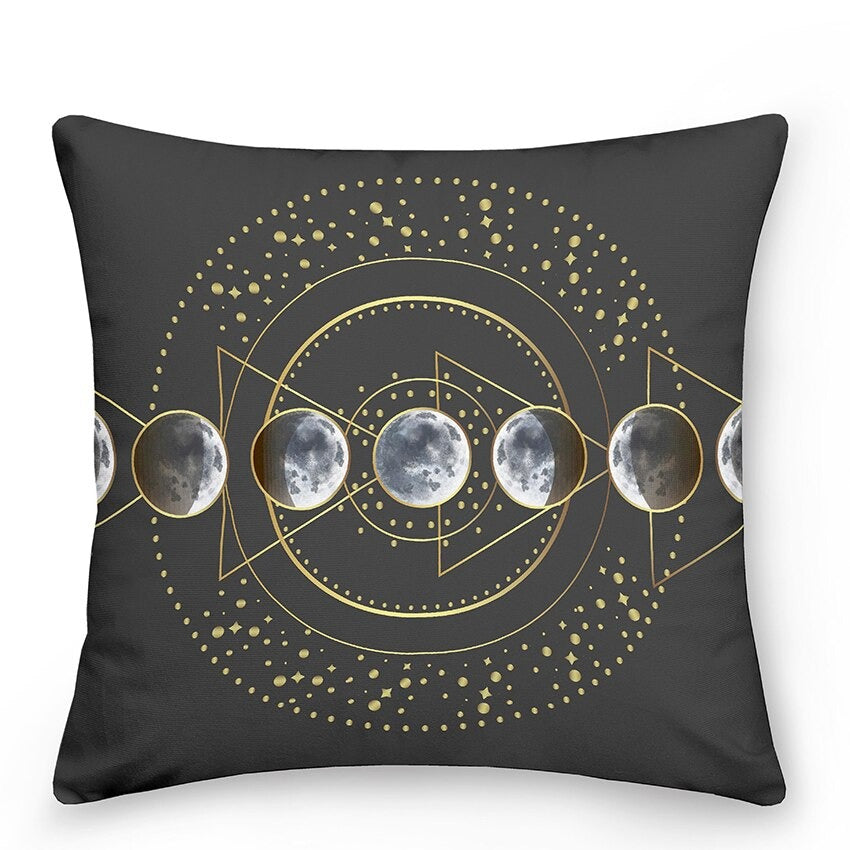 Astro Sun & Moon Cushion Cover — Sun and Moon Print for Layered Bedroom Styling — Lifestyle 3