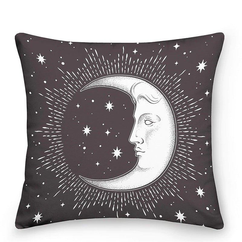 Astro Sun & Moon Cushion Cover — Sun and Moon Print for Layered Bedroom Styling — Lifestyle 7
