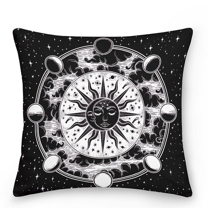 Astro Sun & Moon Cushion Cover — Sun and Moon Print for Layered Bedroom Styling — Lifestyle 8
