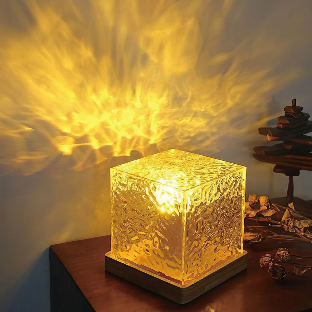 Aurora Cube Night Light — Warm LED Mood Lighting for Bedside — Front view