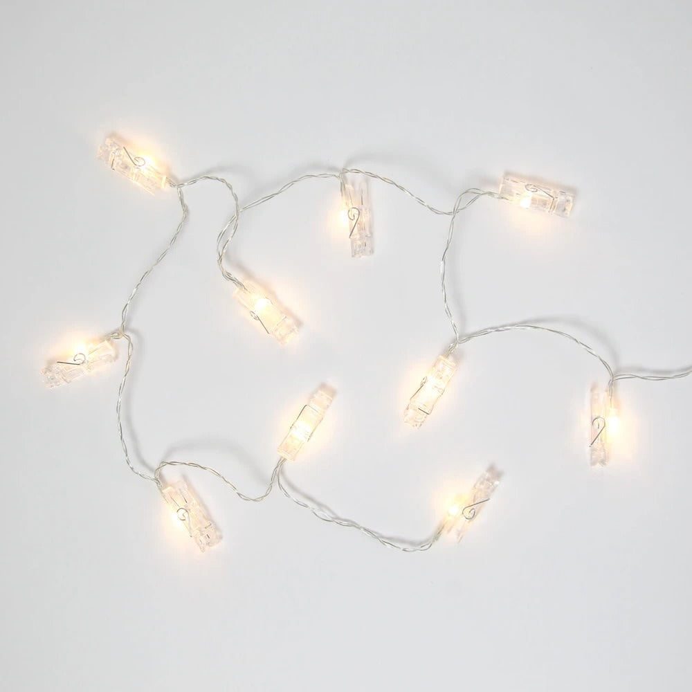 Battery Powered Clip String Light — Warm LED Mood Lighting for Bedside — Front view