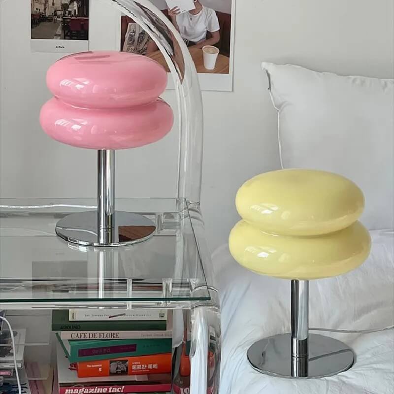 Retro '50s Egg Tart Table Lamp — Warm LED Mood Lighting for Bedside — Front view