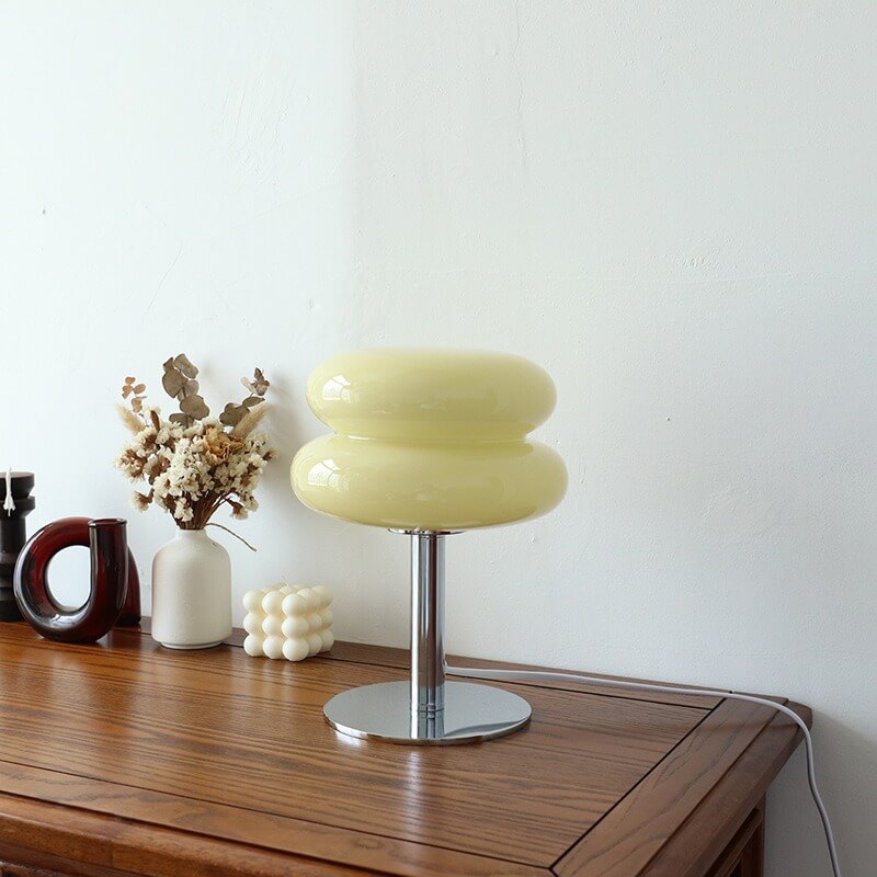 Retro '50s Egg Tart Table Lamp — Warm LED Mood Lighting for Bedside — Lifestyle 4