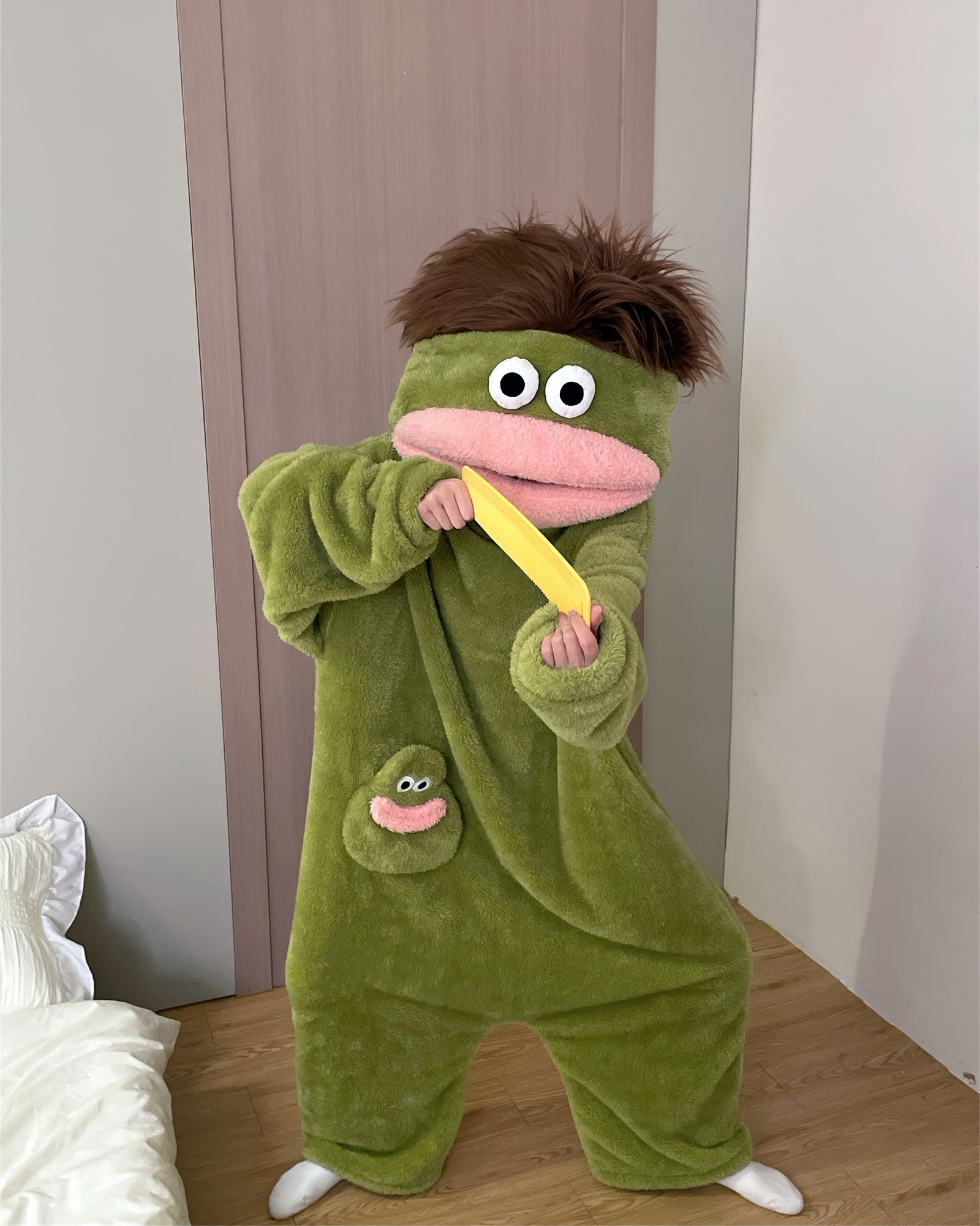 Big Mouth Monster Fleece Onesie Pajama — Soft Cotton-Blend Loungewear — Lifestyle 8