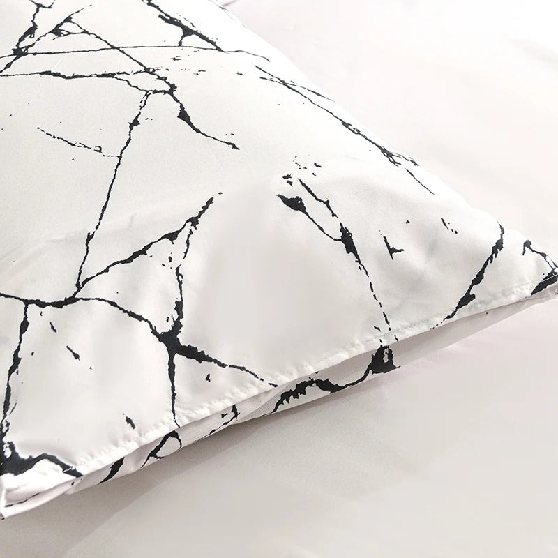 White Stone with Black Veins Bedding Set — Soft-Touch Cotton Duvet & Pillowcases — Lifestyle 4