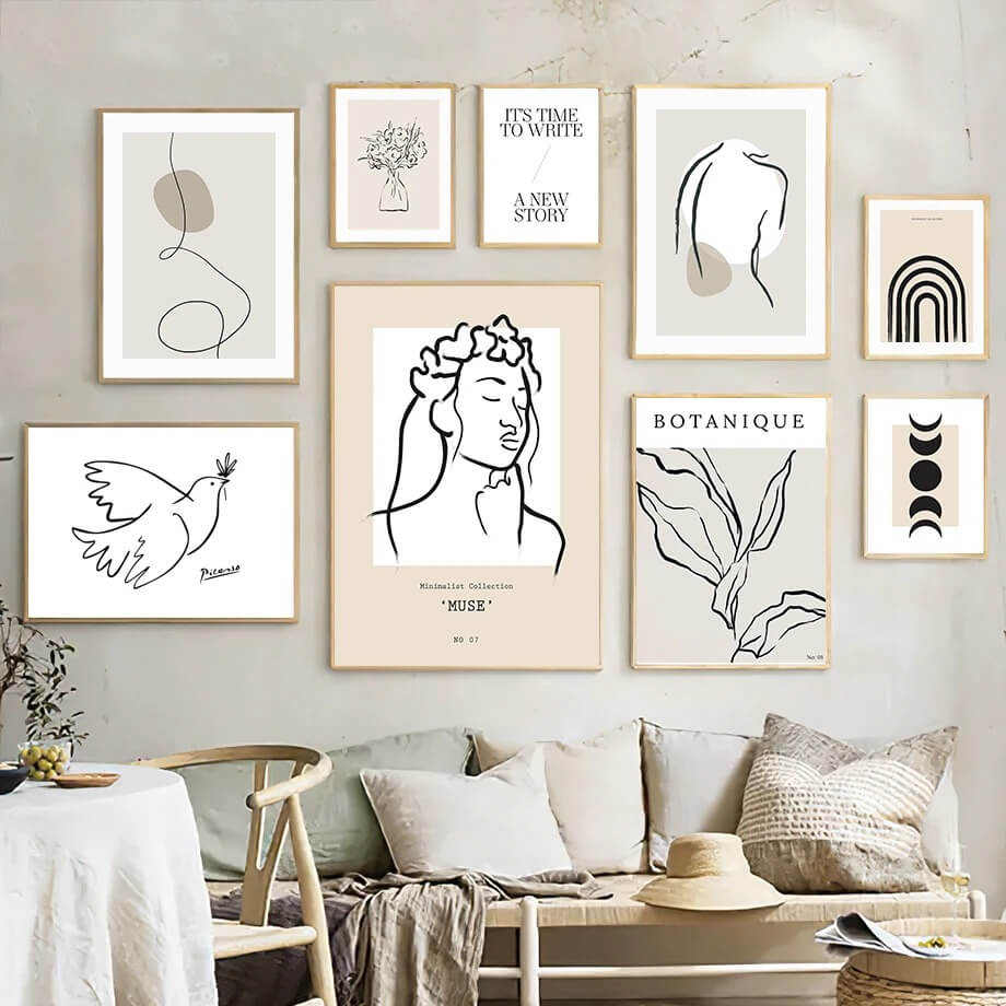 Minimalist Outline Art Canvas Posters — Considered Home Styling — Front view