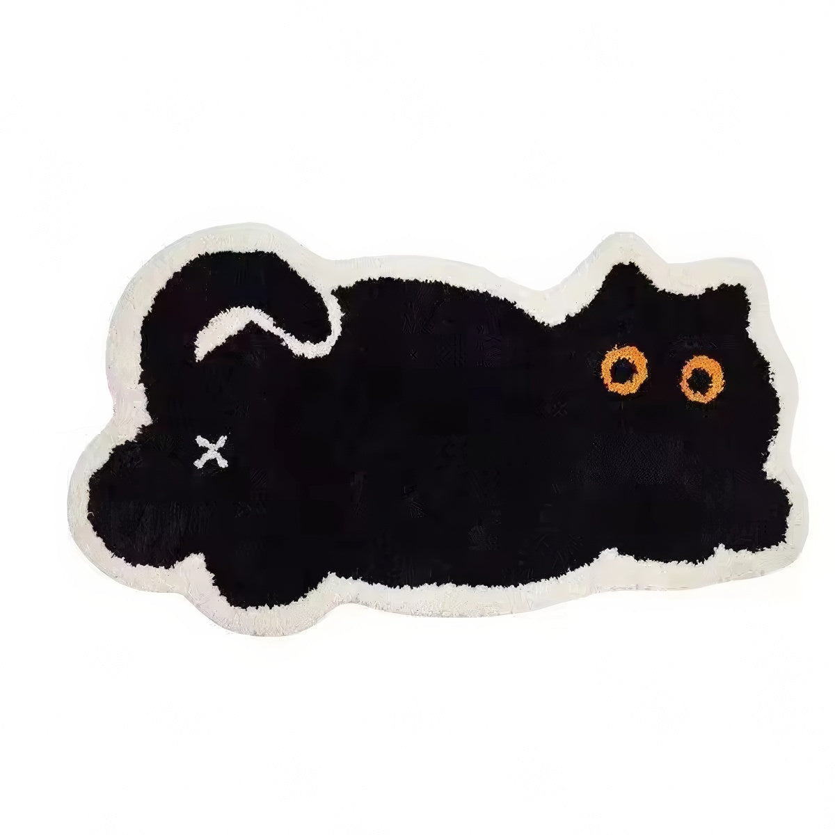 Black Cat Tufted Rug — Soft Accent Rug for Bedroom Layering — Front view