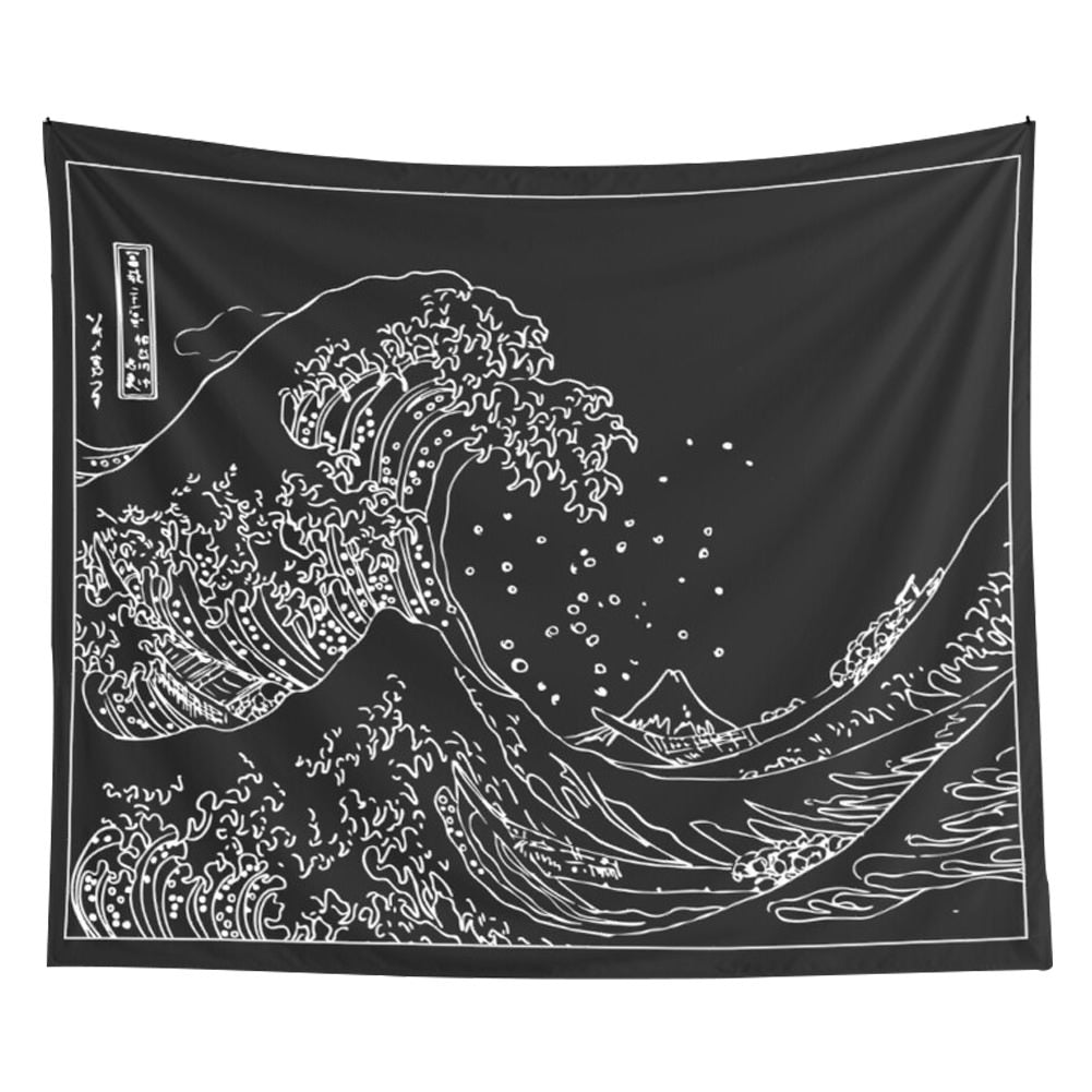 Black & White Kanagawa Wave Tapestry — Considered Home Styling