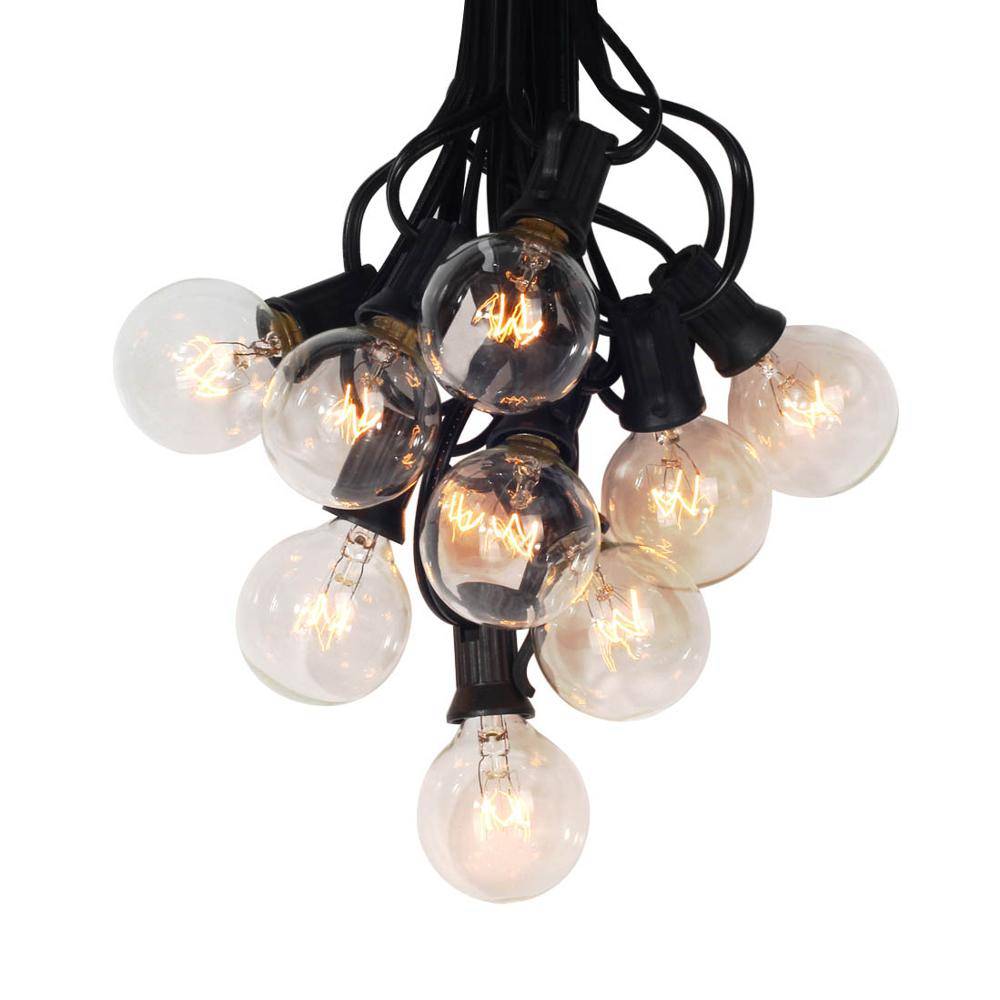 Black Wire Bulb String Lights — Warm LED Mood Lighting for Bedside — Front view