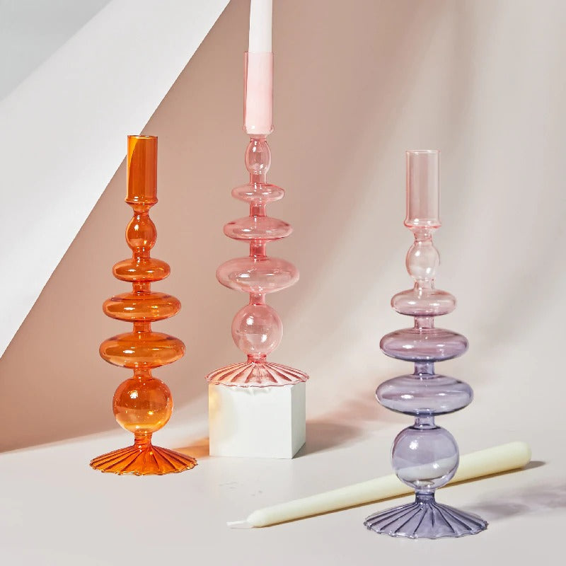 Blowed Glass Candle Holder — Decorative Vase for Considered Styling — Front view