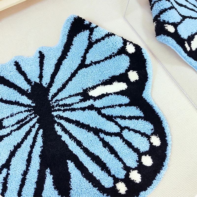 Blue Butterfly Throw Rug — Soft Layered Throw for Couch and Bed — Lifestyle 2