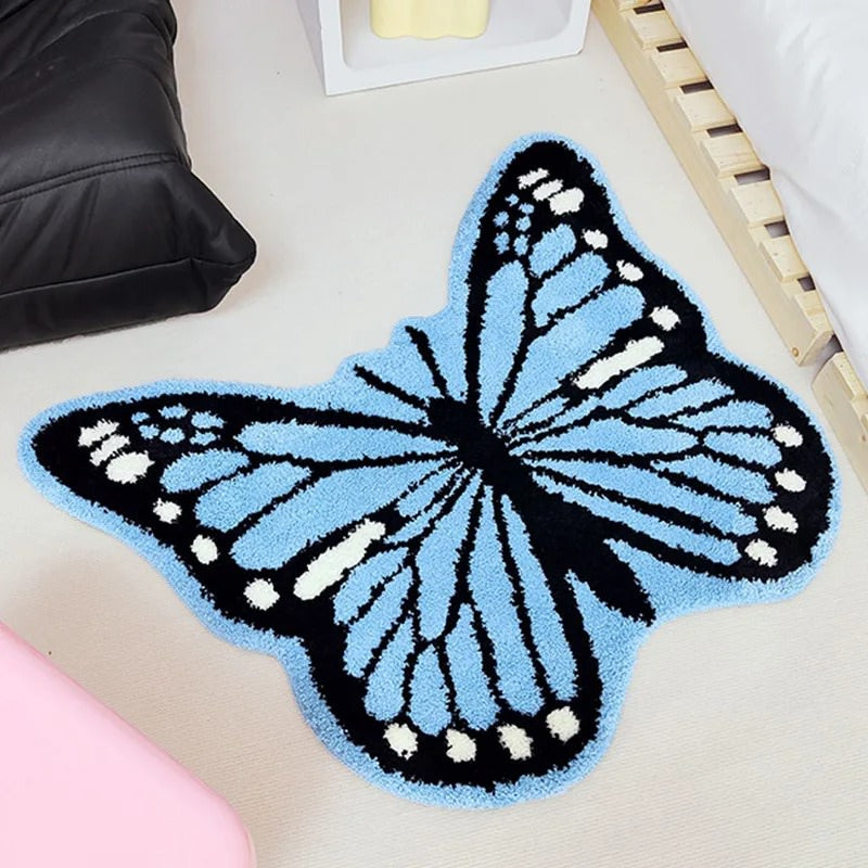 Blue Butterfly Throw Rug — Soft Layered Throw for Couch and Bed — Lifestyle 3