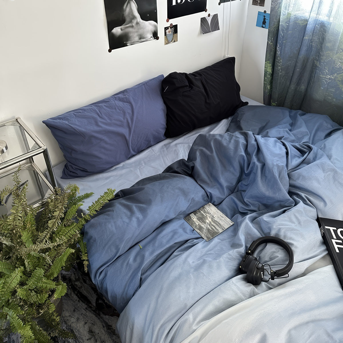 Blue Gradients Bedding Set — Soft-Touch Cotton Duvet & Pillowcases — Front view