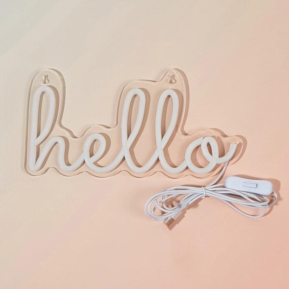 Blue Hello LED Neon Sign — Warm LED Mood Lighting for Bedside — Lifestyle 3