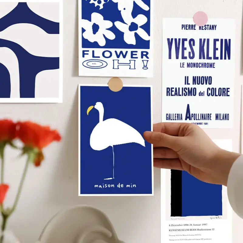 French Blue Prints Wall Collage Postcards — Considered Home Styling — Lifestyle 1