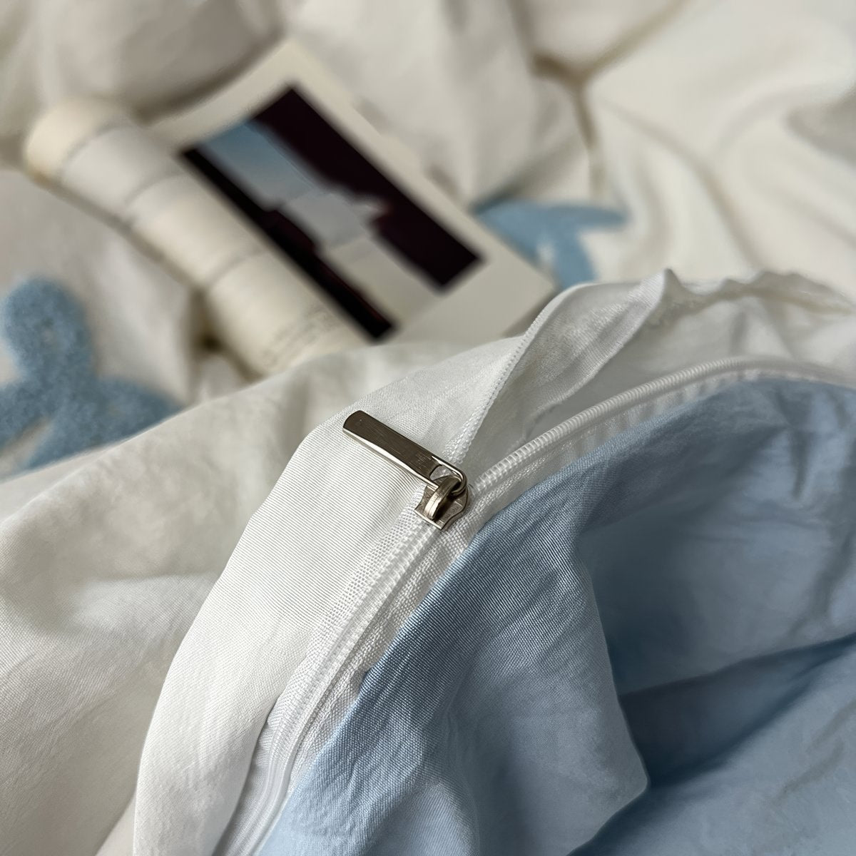 Blue Tufted-Bow Bedding Set — Soft-Touch Cotton Duvet & Pillowcases — Lifestyle 5