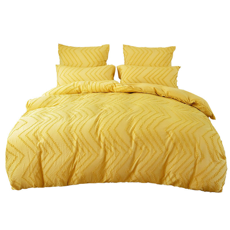 Zig Zag Fringe Duvet Cover Set — Soft-Touch Cotton Duvet & Pillowcases — Front view